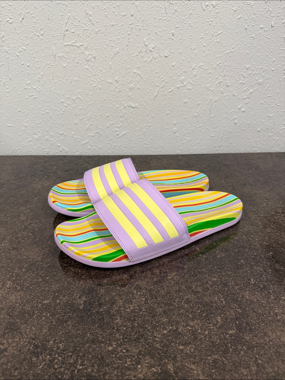 Adidas Slides Striped Adilette Comfort Athleisure H03625 Women’s Size 10